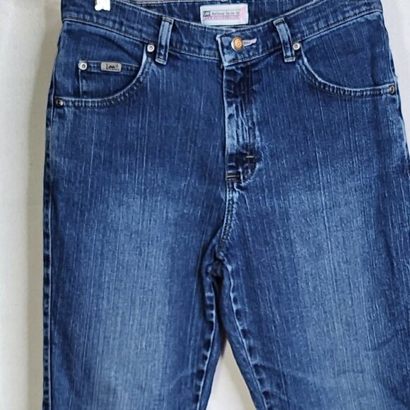 Lee National Denim Day Med Wash Breast Cancer Awareness Pink Stitch Jeans 8 MED - Picture 2 of 16